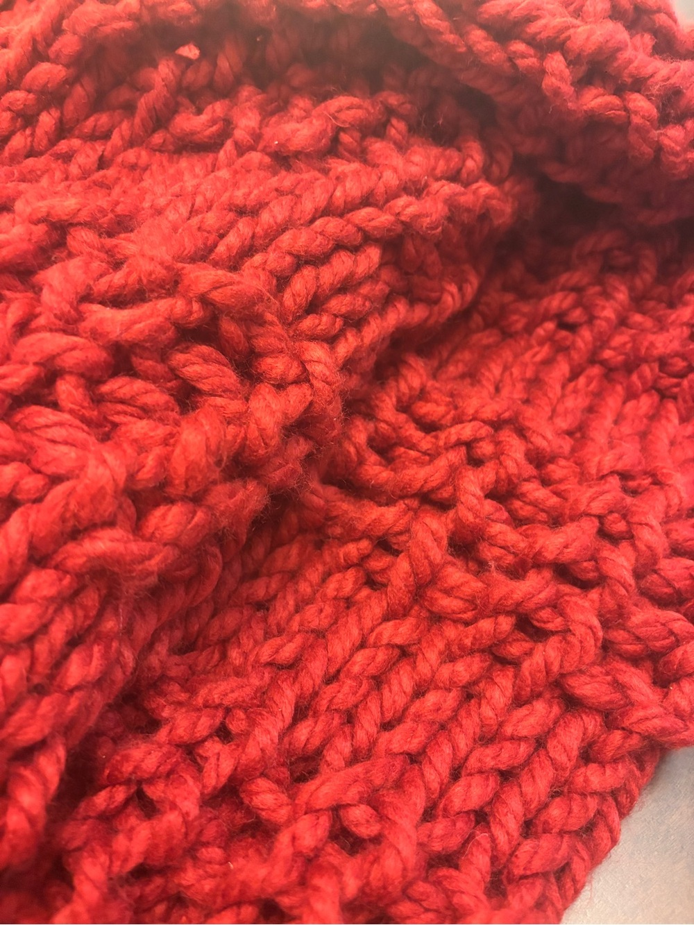 Pottery Barn Chunky Mega Cable Knit Throw Blanket Red Thick Holiday Cozy